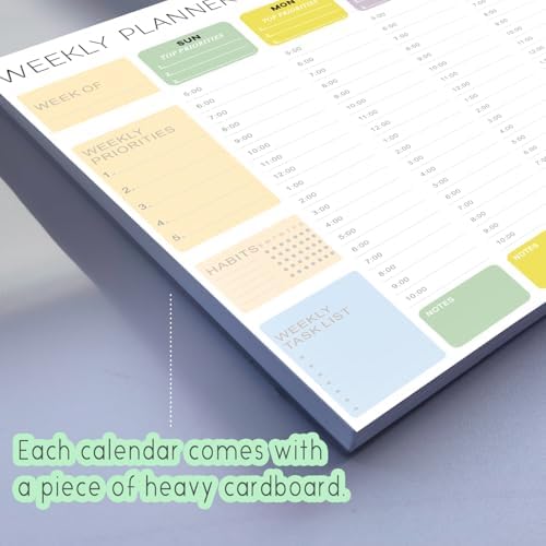Undated Weekly Hourly Planner Notepad, Tear-Off ADHD Planner,Weekly Planner,Weekly Schedule Planner,Weekly To Do List Notepad(52 Sheets,8.5"x11",Colorful)