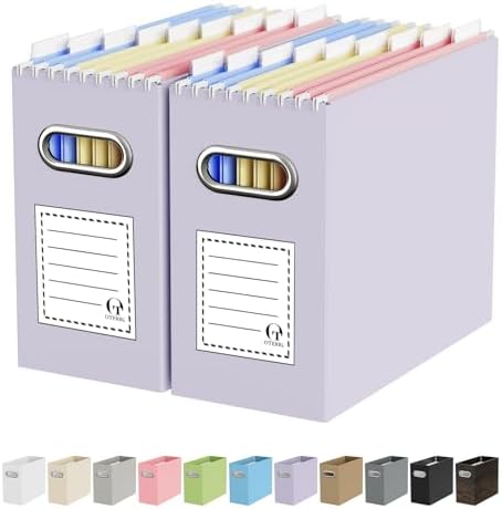 Oterri Portable Collapsible Cardboard File Box with Handle