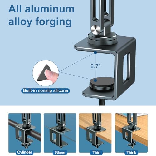 Laptop Stand Desk Mount, Aluminum Adjustable Laptop Arm with Tray