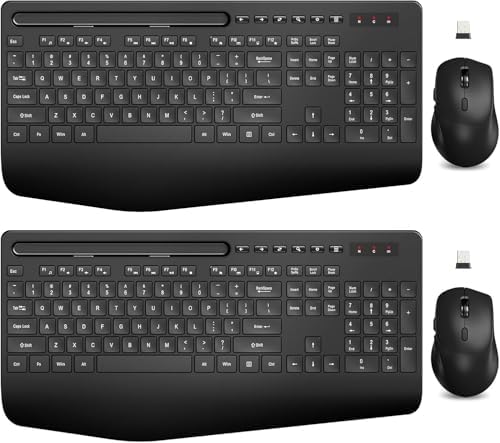 SABLUTE Wireless Keyboard and Mouse Combo, 2 Pack, Ergonomic Wrist Rest
