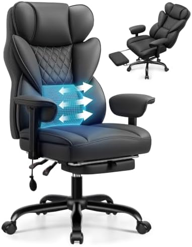 Office Chair, Big and Tall Executive Chair with Adjustable Lumbar Support