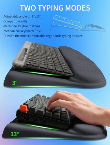 Ergonomic Wave Wrist Rest with Keyboard Stand, Cushioned Palm Rest, Comfortable Integrated Memory Foam for Natural Typing and Relieve Wrist Pain, Starry Sky Grey