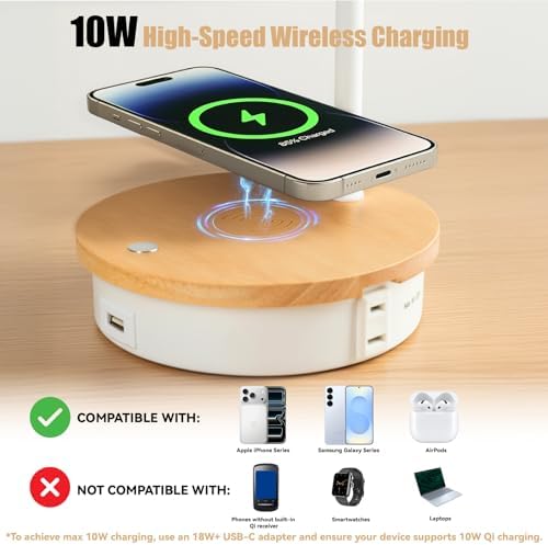 LALISU Desk Lamp for Home Office, 10W Fast Wireless Charger Desk Light