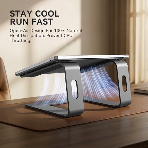 SOUNDANCE Laptop Stand, Aluminum Ergonomic Desk Riser, 10-15.6", Grey