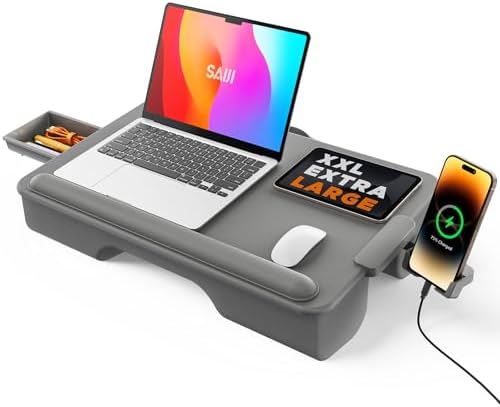 SAIJI Lap Desk with Cushion, Computer Laptop Stand, Lap Laptop Table