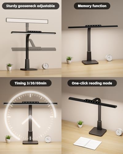 Desk Lamp with Stable Base, 1600LM Computer Desk Light with Timer Function