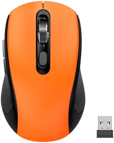 Ergonomic 6 Button Silent Wireless Side Key Mouse OrangeNo Light
