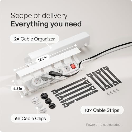 PAMO Cable Management Under Desk, Set of 2 - White