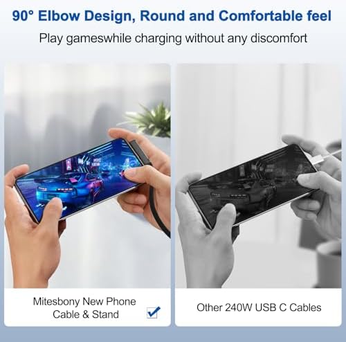 Mitesbony 3Pack 5FT 240W USB C to USB C Cable with Built-in Phone Stand