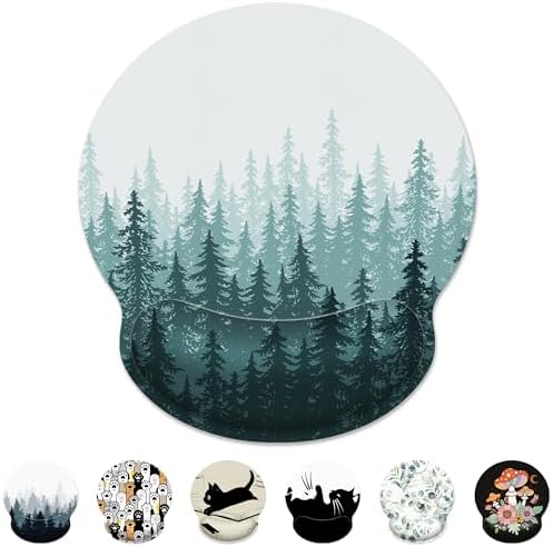 Green Forest Ergonomic Mouse Pad with Wrist Rest for Desk Work Office