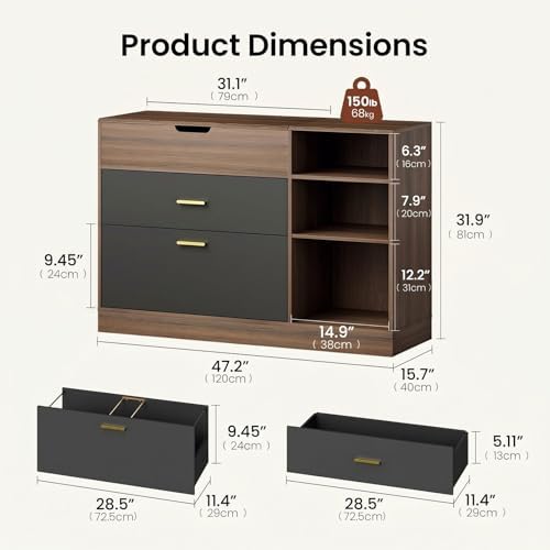 ModernMate 63" L Shaped Electric Standing Desk with 6 Drawers File Cabinet