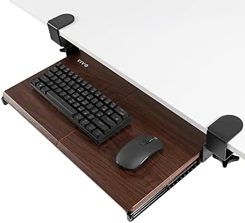 VIVO Dark Walnut Clamp-on 20 x 11 in Keyboard Tray, MOUNT-KB05ES-D