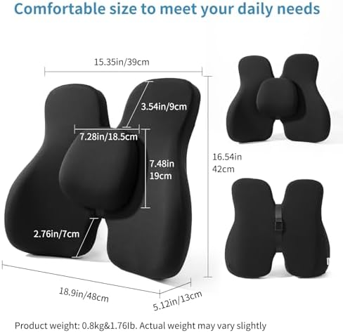 Lumbar Support Pillow, Memory Foam Back Support for Office Chair