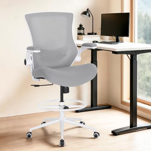 Misolant Drafting Chair for Standing Desk, Tall Office Chair with Adjustable Height, 120°Recline，Footrest Ring，Lumbar Support，High Office Chair for Home