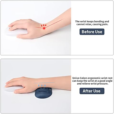 UnivoColors Navy Superfine Memory Foam Wrist Rest Soft Gel Ergonomic Mouse Pad Wrist Support for Mouse, Gaming, Computer, Laptop, Office