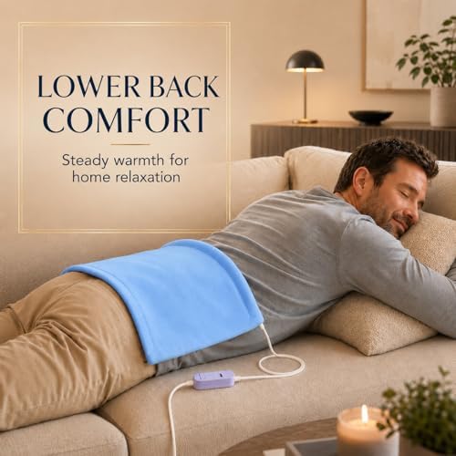 Boncare® Stay-On Small Vinyl Electric Heating Pad for Neck and Shoulders and Back Without Auto-Off, Low & High Heat Levels, Waterproof Hot Heat Pad with Washable Cover (12"x15", 1-Pack)