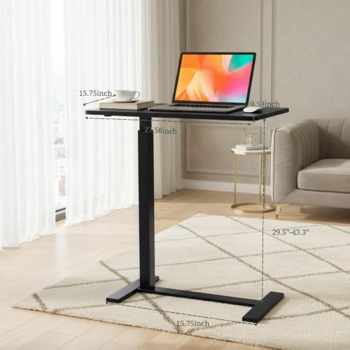 Mobile Standing Desk, Height Adjustable Laptop Desk with Hidden Casters