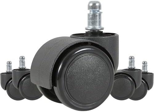 Office Chair Replacement Caster Wheels, 11mm Stem, Set of 5