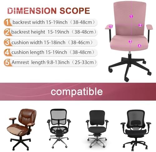 Tallew 4 Pcs Office Chair Covers Stretch Seat Armrest, Pink
