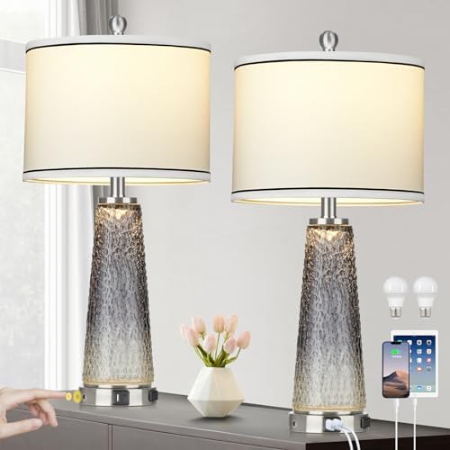 26" Coastal Table Lamps for Living Room, Modern Bedside Lamps for Bedroom
