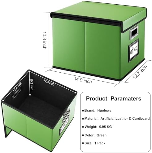 File Organizer Box with Lids, Collapsible File Folder Organizer