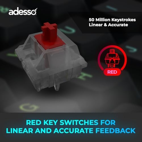 Adesso EasyTouch 1500 Ergonomic Mechanical Keyboard, Cherry Red Switches