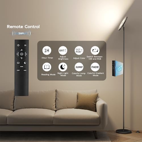 SUNMORY RGB Floor Lamps for Living Room, LED Lamp with APP Remote Control
