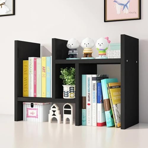 ShellKingdom Desk Shelf Organizer, H-Shaped Desktop Shelves, Adjustable Desktop Corner Shelf, Bookshelf Storage Rack and Cubicle Decor for Desk, Tabletop, School, Office, Dorm Desk Organizer - Black