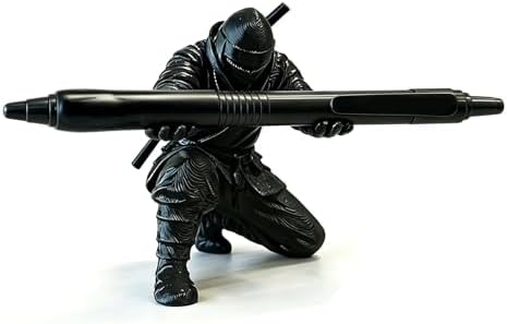 3D Printed Ninja Pen Holder - Cool Ninja Figurine Pen Stand, Decorative Desk Organizer for Office & Home (black)
