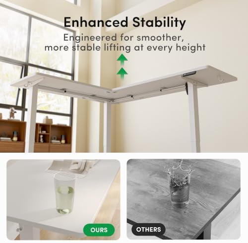 FEZIBO 75" x 63" L-Shaped Standing Desk - Adjustable Corner Desk L Shape, L-Shaped Adjustable Desk with Splice Board, L Shape Standing Desk, White