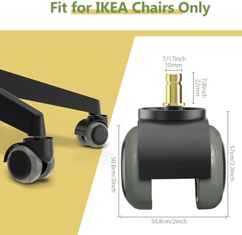 PChero 2" Office Chair Wheels Replacement for lKEA Chairs, 10mm Stem