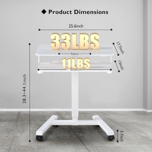 BONTEC Mobile Standing Desk with Keyboard Tray, Mobile Podium on Wheels