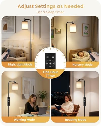 Dimmable Floor Lamp for Living Room with Remote & 10W Bulb