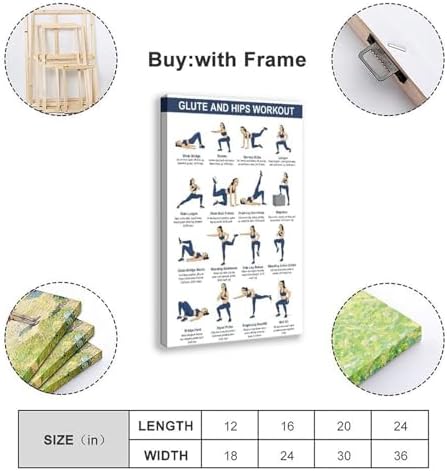 Glute And Hips Workout for Women Lower Body Exercise Chart Leg And Glute Home Gym Fitness Canvas Poster Bedroom Decor Room Decor Frame 16x24inch