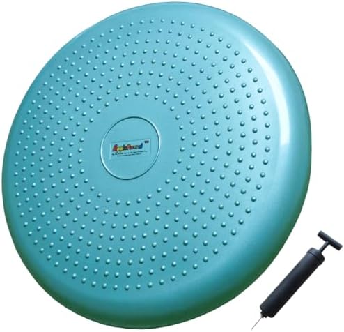 AppleRound Inflated Wobble Cushion with Hand Pump, Air Stability Board (Extra Thick), Core Balance Disc for Adults, Sensory Wiggle Seat for Kids, Flexible Seating for All Age, 13.5in / 34cm Diameter
