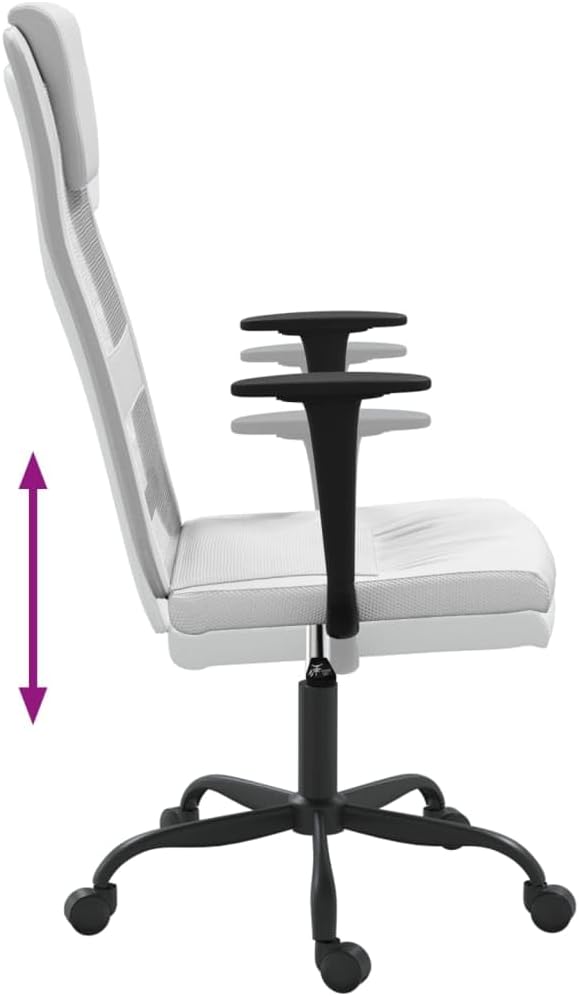 White Office Chair with Height Adjustment and 360-Degree Swivel, Breathable Mesh Back and Faux Leather Seat Cushion for Comfort, Ergonomic Support for Home Office or Living