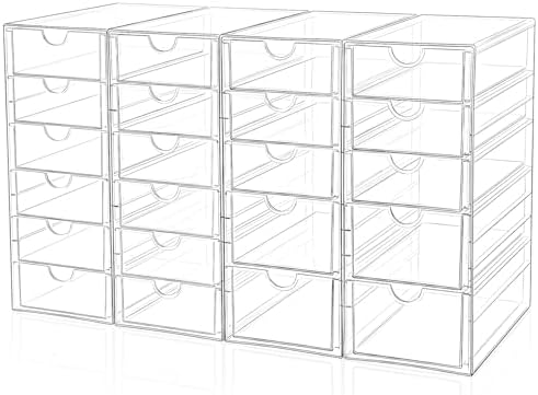 DOMNIU Acrylic Makeup Drawer Storage Organizer with 22 Drawers, 4 Set