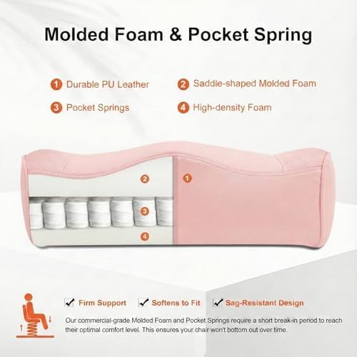 EXCEBET Big and Tall Office Chair 400lbs Wide Seat, Leather High Back Executive Office Chair with Foot Rest, Ergonomic Chairs Lumbar Support for Lower Back Pain Relief (Light Pink)
