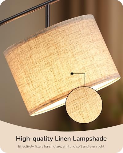 EDISHINE 64.7IN Floor Lamp for Living Room with Remote, Black Standing Lamp