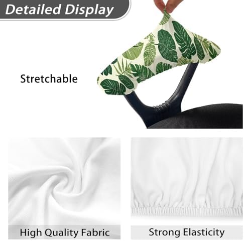 Monstera Leaves Print Chair Armrest Slipcovers, 2Pcs Office Chair Arm Pad Covers, Skin Friendly Stretchy Office Chair Armrest Covers