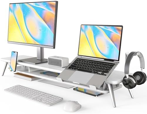 Fenge 42.5-Inch Monitor Stand Riser with Laptop, Phone & Headphone Holders