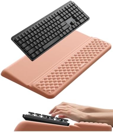 Vaydeer Wrist Rest with Keyboard Stand, Computer Wrist Support Pad, Ergonomic Keyboard Riser Holder Lifter Tray with Wrist Pad, Memory Foam Desk Cushion, Palm Hand Typing for Office Home School-Pink