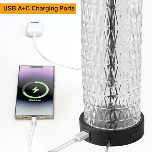 Oneach 27.75" Black Table Lamps Set of 2 with Nightlight for Living Room