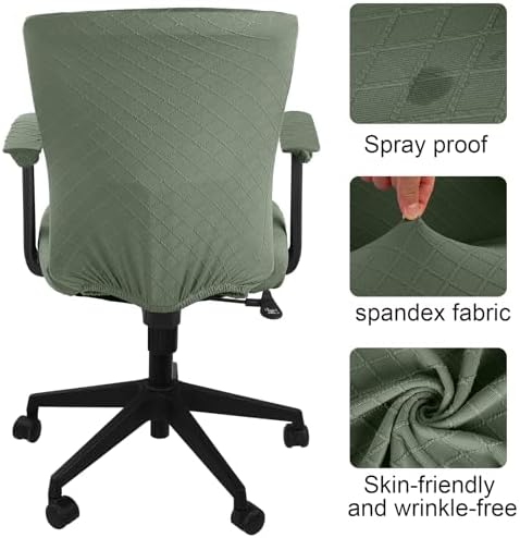 Tallew 4 Pcs Office Chair Covers Stretch Seat Armrest, Olive Green