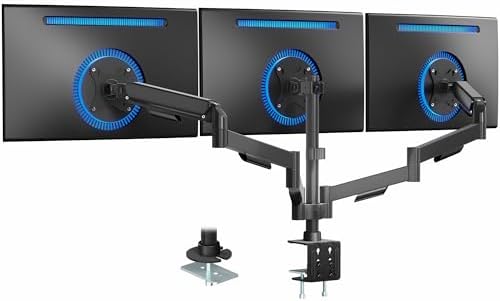 VIVO Triple Monitor Stand, Fully Adjustable Arms for 17 to 27 inch Screens, Mechanical Articulating Desk Mount, Gaming and Office Setups, VESA 75x75, 100x100, Max 19.8 lbs, Classic, Black, STAND-V003O