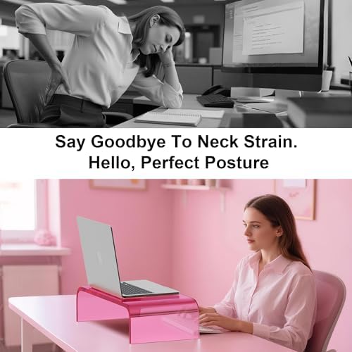 Acrylic Monitor Stand Riser Pink Laptop Stand Riser L15 xW7.5 xH4