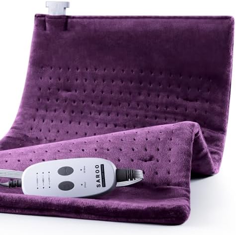 SAROO Massaging Weighted Heating Pad for Back Pain Relief,20"*24",Purple