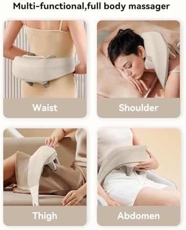 Snailax Cordless Neck Massager with Heat, Shiatsu Neck and Shoulder Massager for Deep Tissue, Kneading Back Massage Pillow for Leg, Body, 2 Heating Levels, Gifts for Men Women