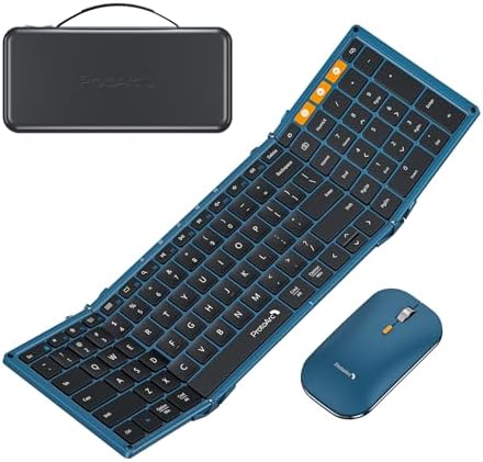 ProtoArc XKM01 Full-Size Foldable Keyboard Mouse Combo for Travel - Blue