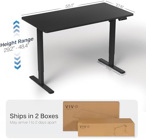 VIVO Black 55 x 28 in Standing Desk, DESK-KIT-1B55B